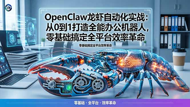 OpenClaw龙虾自动化实战：从0到1打造全能办公机器人，零基础搞定全平台效率革命-创业资源网 | 精品设计与工具分享平台