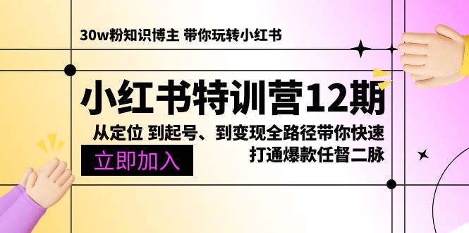小红书特训营12期：从定位 到起号、到变现全路径带你快速打通爆款任督二脉-创业资源网 | 精品设计与工具分享平台