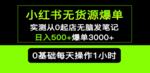小红书无货源爆单 实测从0起店无脑发笔记 日入500+爆单3000+长期项目可多店-创业资源网 | 精品设计与工具分享平台