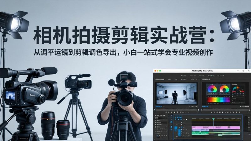 相机拍摄剪辑实战营：从调平运镜到剪辑调色导出，小白一站式学会专业视频创作-创业资源网 | 精品设计与工具分享平台