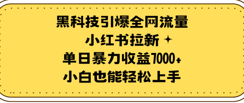 黑科技引爆全网流量小红书拉新，单日暴力收益7000+，小白也能轻松上手-创业资源网 | 精品设计与工具分享平台