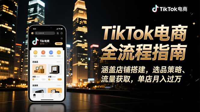 TikTok电商全流程指南，涵盖店铺搭建、选品策略、流量获取，单店月入过万-创业资源网 | 精品设计与工具分享平台