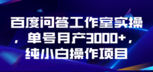 百度问答工作室实操，单号月产3000+，纯小白操作项目-创业资源网 | 精品设计与工具分享平台