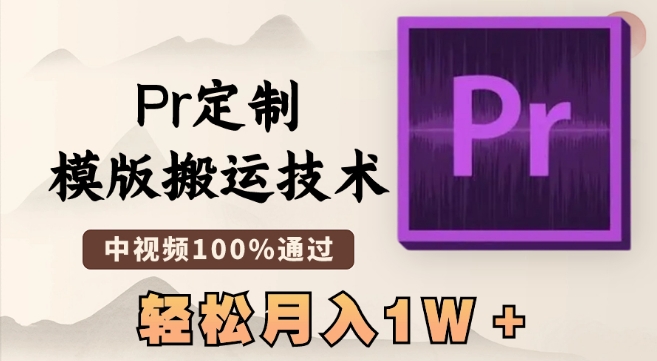 最新PR定制模版搬运技术，中视频100%通过，几分钟一条视频，轻松月入1W＋【揭秘】-创业资源网 | 精品设计与工具分享平台