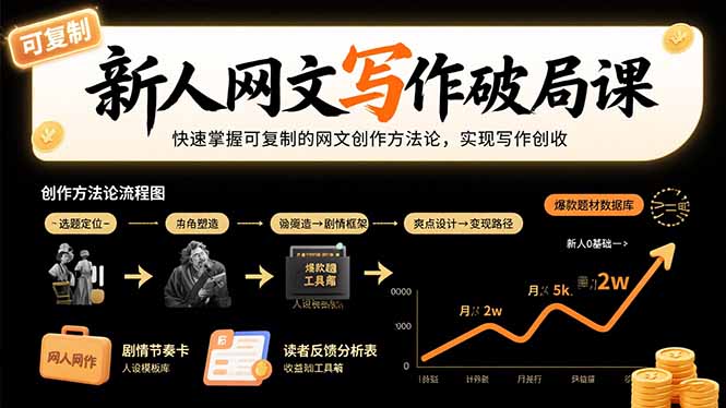 新人网文写作破局课：快速掌握可复制的网文创作方法论，实现写作创收-创业资源网 | 精品设计与工具分享平台