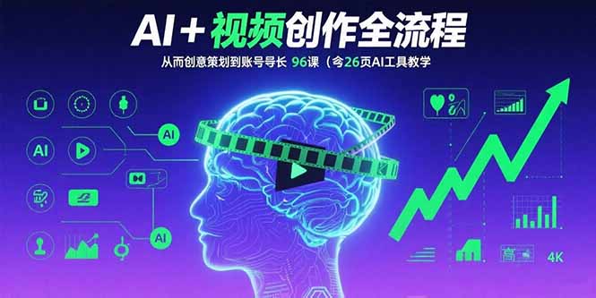 AI+短视频创作全流程：从创意策划到账号增长，96节课(含26项AI工具教学)-创业资源网 | 精品设计与工具分享平台
