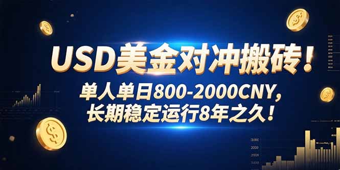 USD美金对冲搬砖!单人单日800-2000CNY，长期稳定运行8年之久!-创业资源网 | 精品设计与工具分享平台