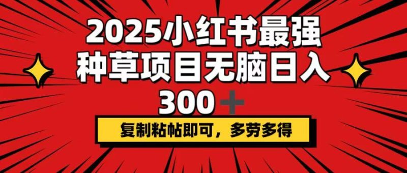 2025小红书最强种草项目，无脑日入300+，复制粘帖即可，多劳多得-创业资源网 | 精品设计与工具分享平台