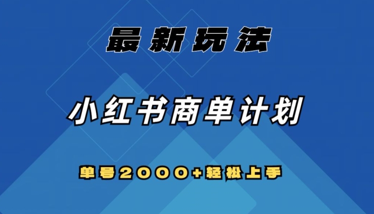 全网首发，小红书商单计划最新玩法，单号2000+可扩大可复制【揭秘】-创业资源网 | 精品设计与工具分享平台