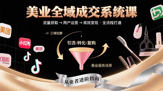 美业全域成交系统课程：帮助美业从业者打通从流量获取到高效变现全流程-创业资源网 | 精品设计与工具分享平台