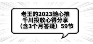 老王的2023随心推+千川投放心得分享（含3个月答疑）59节-创业资源网 | 精品设计与工具分享平台