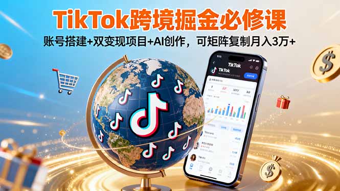 TikTo跨境掘金必修课,账号搭建+双变现项目+AI创作,可矩阵复制月入3万+ TikTo跨境掘金必修课,账号搭建+双变现项目+AI创作,可矩阵复制月入3万+