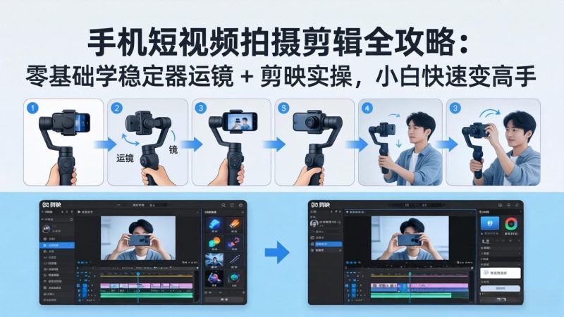 手机短视频拍摄剪辑全攻略：零基础学稳定器运镜 + 剪映实操，小白快速变高手-创业资源网 | 精品设计与工具分享平台