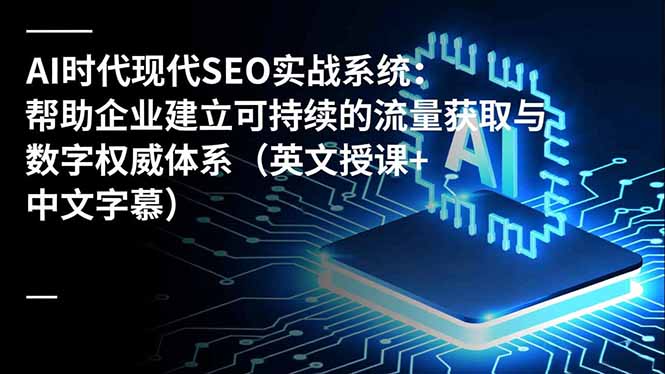 AI时代现代SEO实战系统：帮助企业建立可持续的流量获取与数字权威体系（英文授课+中文字幕）-创业资源网 | 精品设计与工具分享平台