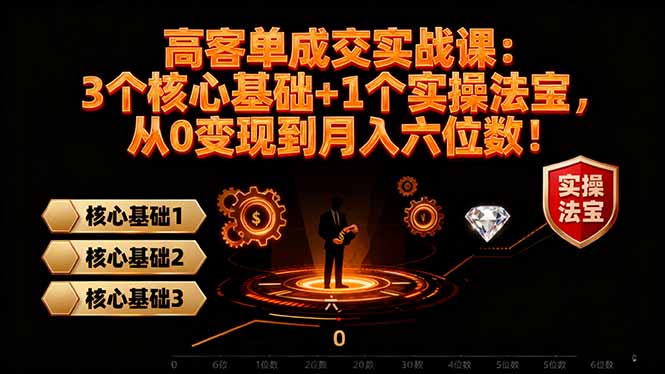 高 客单成交实战课：3个核心基础+1个实操法宝，从0变现到月入六位数！-创业资源网 | 精品设计与工具分享平台