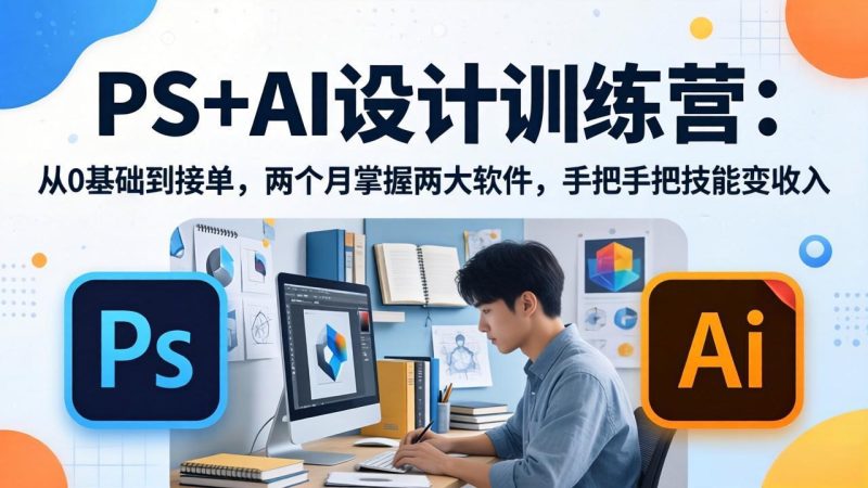 PS+AI设计训练营:从0基础到接单,两个月掌握两大软件,手把手把技能变收入-创业资源网 | 精品设计与工具分享平台