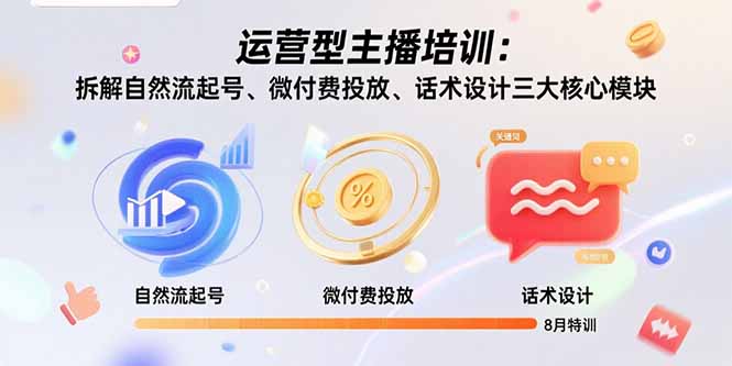 运营型主播培训：拆解自然流起号、微付费投放、话术设计三大核心模块-8月-创业资源网 | 精品设计与工具分享平台
