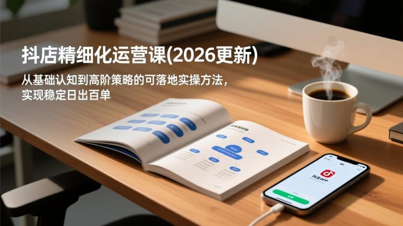 抖店精细化运营课(2026更新)，从基础认知到高阶策略的可落地实操方法，实现稳定日出百单-创业资源网 | 精品设计与工具分享平台