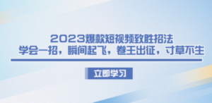 2023爆款短视频致胜招法，学会一招，瞬间起飞，卷王出征，寸草不生-创业资源网 | 精品设计与工具分享平台