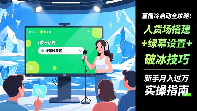 直播冷启动全攻略:人货场搭建+绿幕设置+破冰技巧，新手月入过万实操指南-创业资源网 | 精品设计与工具分享平台