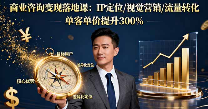 商业咨询变现落地课：IP定位/视觉营销/流量转化，单客单价提升300%-创业资源网 | 精品设计与工具分享平台