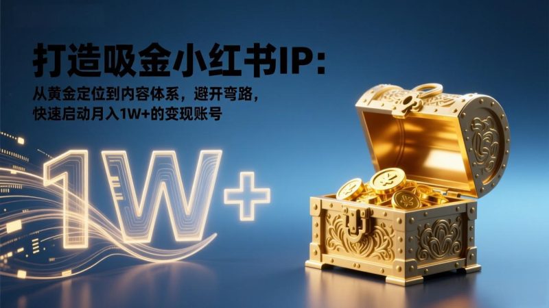 打造吸金小红书IP：从黄金定位到内容体系，避开弯路，快速启动月入1W+的变现账号-创业资源网 | 精品设计与工具分享平台