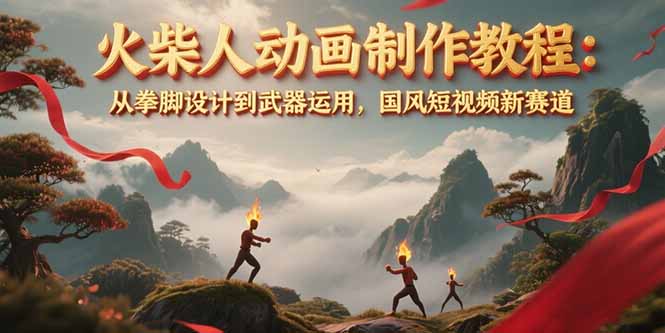火柴人动画制作教程：从拳脚设计到武器运用，国风短视频新赛道-创业资源网 | 精品设计与工具分享平台