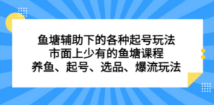 鱼塘 辅助下的各种起号玩法，市面上少有的鱼塘课程 养鱼 起号 选品 爆流…-创业资源网 | 精品设计与工具分享平台