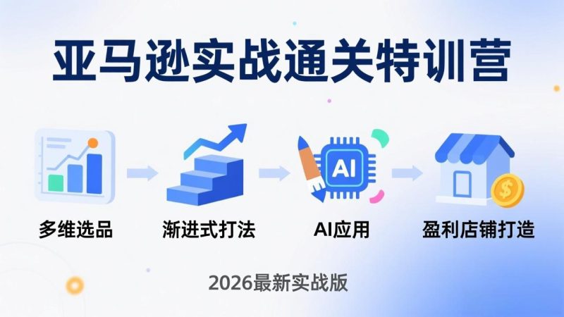 亚马逊实战通关特训营：26年4月更新，多维选品+渐进式打法+AI应用，从0到1打造盈利店铺-创业资源网 | 精品设计与工具分享平台