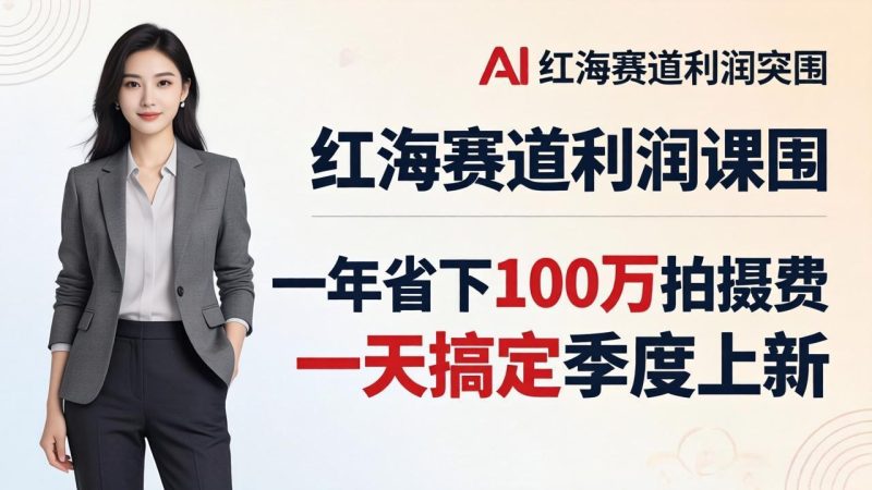服装老板AI模特图课:一年省下100万拍摄费,一天搞定季度上新,红海赛道利润突围-创业资源网 | 精品设计与工具分享平台