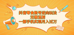 抖音零食账号逆向玩法,无需混剪,一部手机实现月入过万-创业资源网 | 精品设计与工具分享平台
