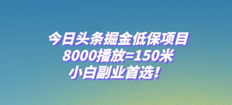 今日头条掘金低保项目，8000播放=150米，小白副业首选【揭秘】-创业资源网 | 精品设计与工具分享平台