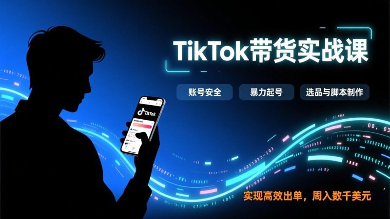 TikTok带货实战课，涵盖账号安全、暴力起号、选品与脚本制作，实现高效出单，周入数千美元-创业资源网 | 精品设计与工具分享平台