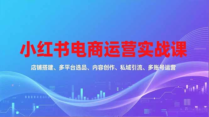 小红书电商运营实战课,店铺搭建、多平台选品、内容创作、私域引流、多账号运营等玩法-创业资源网 | 精品设计与工具分享平台