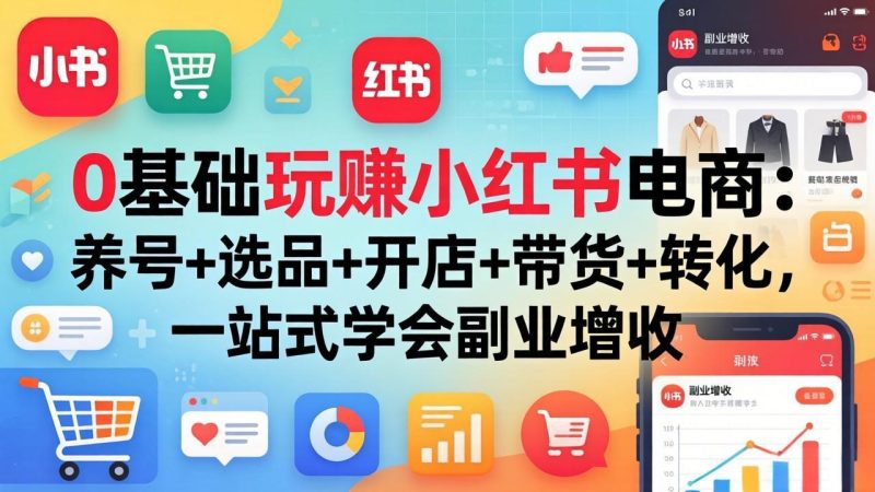 0基础玩赚小红书电商：养号+选品+开店+带货+转化，一站式学会副业增收-创业资源网 | 精品设计与工具分享平台