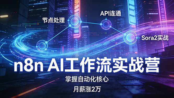 n8n AI工作流实战营，节点处理+API连通+Sora2实战，掌握自动化核心月薪涨2万-创业资源网 | 精品设计与工具分享平台
