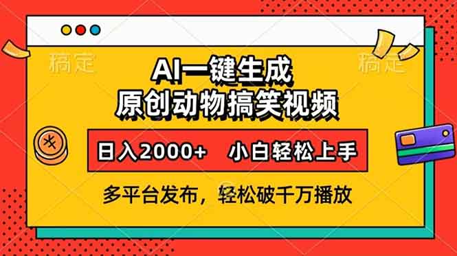 AI一键生成动物搞笑视频，多平台发布，轻松破千万播放，日入2000+，小…-创业资源网 | 精品设计与工具分享平台