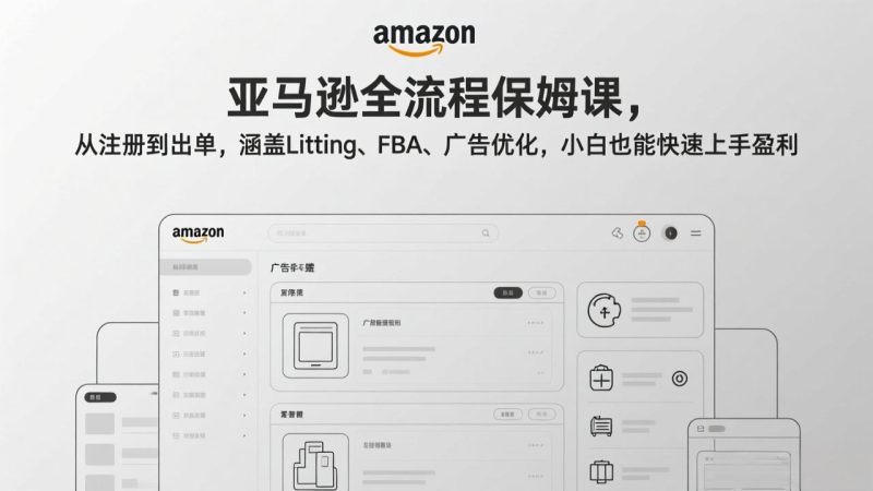亚马逊全流程保姆课,从注册到出单,涵盖Listing、FBA、广告优化,小白也能快速上手盈利-创业资源网 | 精品设计与工具分享平台
