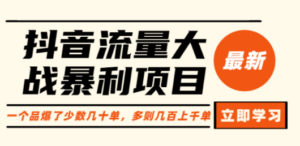 抖音流量大战暴利项目：一个品爆了少数几十单，多则几百上千单（原价1288）-创业资源网 | 精品设计与工具分享平台