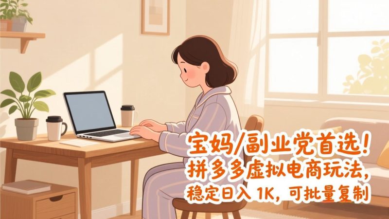 宝妈 / 副业党首选!拼多多虚拟电商玩法,稳定日入 1K,可批量复制-创业资源网 | 精品设计与工具分享平台