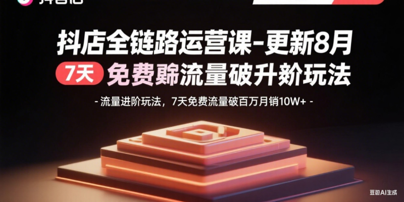 抖店全链路运营课-更新8月：流量进阶玩法，7天免费流量破百万月销10W+-创业资源网 | 精品设计与工具分享平台