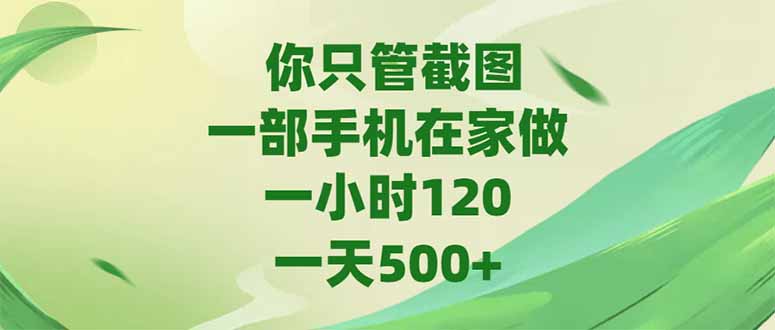 你只管截图，一部手机在家做，一小时120，-天500+-创业资源网 | 精品设计与工具分享平台
