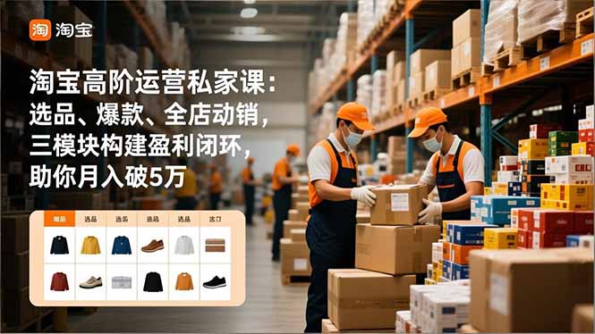 淘宝高阶运营私家课：选品、爆款、全店动销，三模块构建盈利闭环，助你月入破5万（更新12月）-创业资源网 | 精品设计与工具分享平台