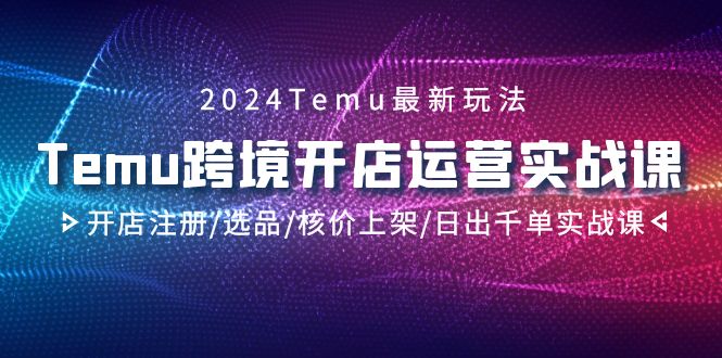 2024Temu跨境开店运营实战教程，开店注册/选品/核价上架/日出千单实战课-创业资源网 | 精品设计与工具分享平台