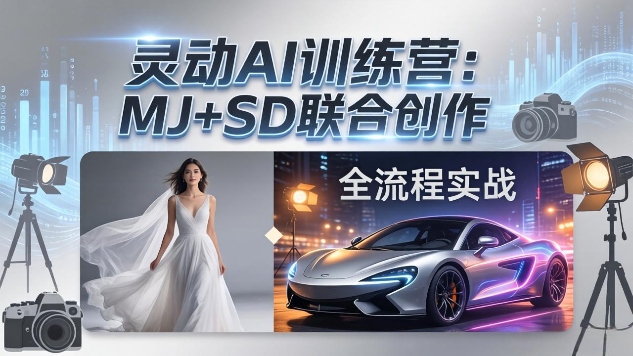 灵动AI训练营-3.0课程:MJ+SD联合创作,从婚纱大片到汽车广告,摄影后期全流程实战 灵动AI训练营-3.0课程:MJ+SD联合创作,从婚纱大片到汽车广告,摄影后期全流程实战