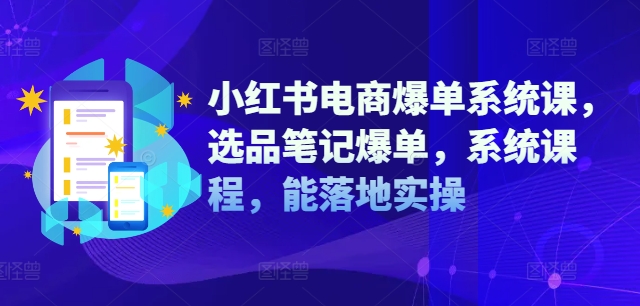小红书电商爆单系统课，选品笔记爆单，系统课程，能落地实操-创业资源网 | 精品设计与工具分享平台