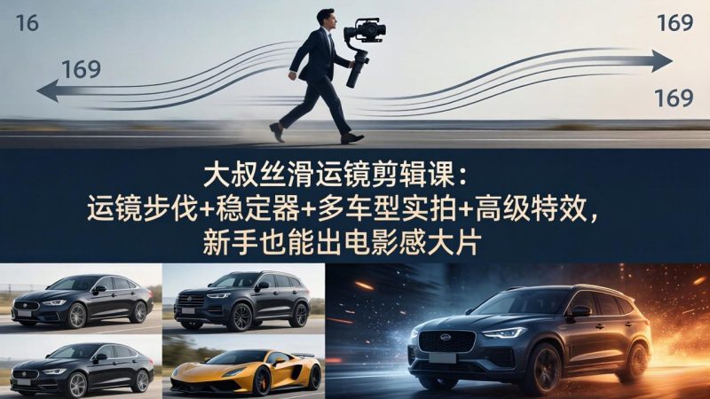 大叔丝滑运镜剪辑课：运镜步伐+稳定器+多车型实拍+高级特效，新手也能出电影感大片-创业资源网 | 精品设计与工具分享平台