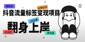 抖音流量标签变现项目，抖音创业粉轻松转化，单价高收益简单-创业资源网 | 精品设计与工具分享平台