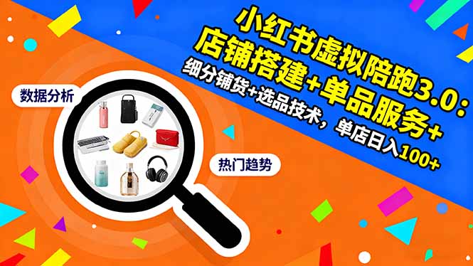 小红书虚拟陪跑3.0：店铺搭建+单品服务+细分铺货+选品技术，单店日入100+-创业资源网 | 精品设计与工具分享平台