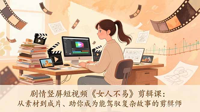 剧情竖屏短视频《女人不易》剪辑课：从素材到成片、助你成为能驾驭复杂故事的剪辑师-创业资源网 | 精品设计与工具分享平台